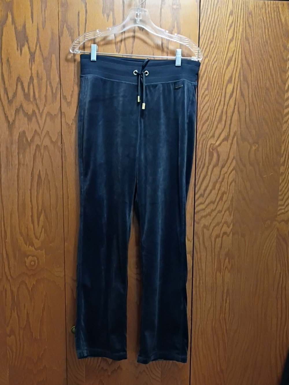 Halston Heritage Ribbed Navy Cozy Fleece-Lined Pants